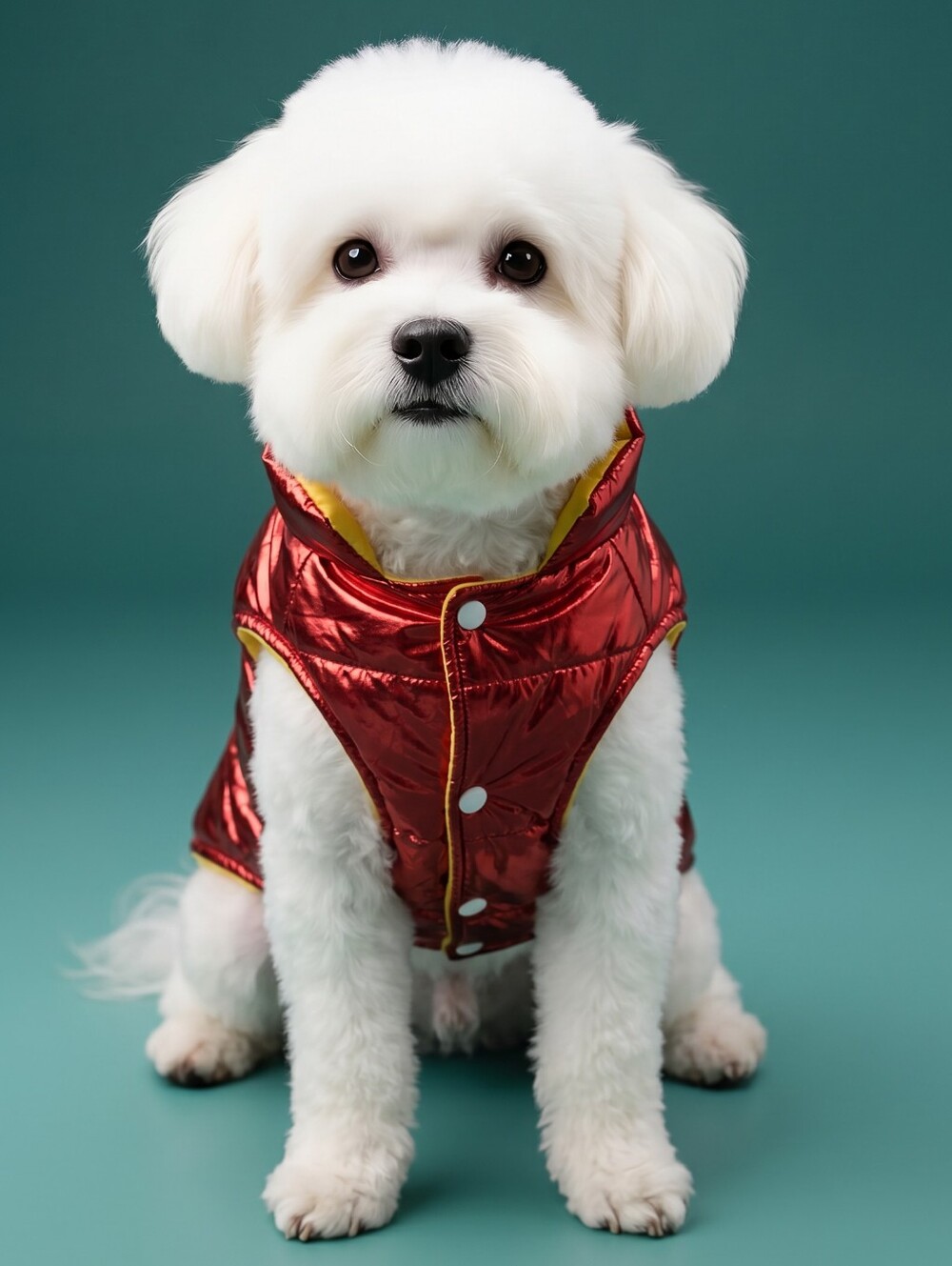 NWT Dog Coat Metallic Red Puffer Rain Jacket Shiny Winter Pet Outerwear Costume